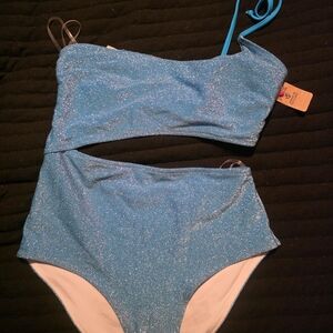 PINK Victoria's Secret Blue Glitter Bikini